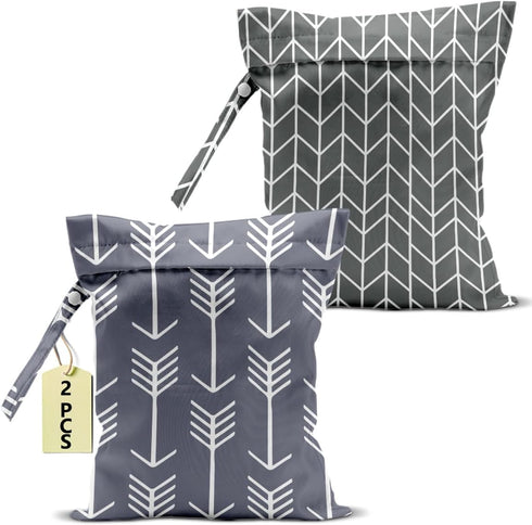 BQXH 2Pcs Arrow Print Wet Bags, Wet Dry Bag Reusable Zipper Pouch for