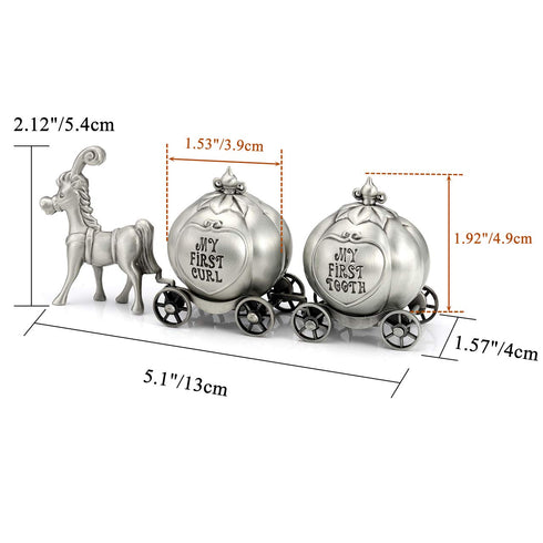 Set, Yoption Baby First Haircut Keepsake and First Tooth Fairy Box Zinc Alloy Pumpkin Carriage Baby Dropped Tooth