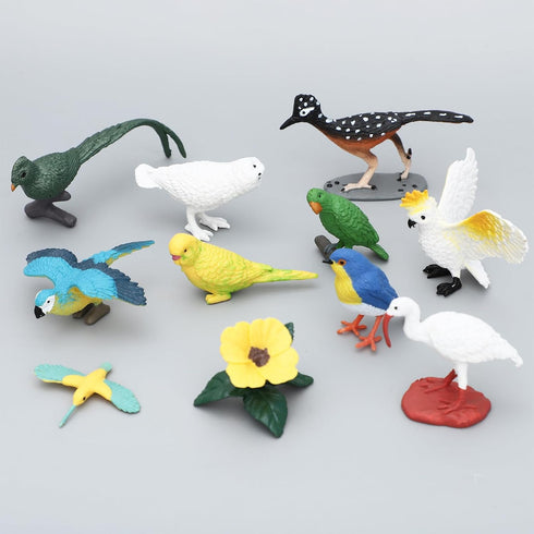 ONEST 13 Pieces Mini Bird Figurines Playset, Hand Painted Tiny Birds, Realistic Detailed Resin Bird Figures Toys