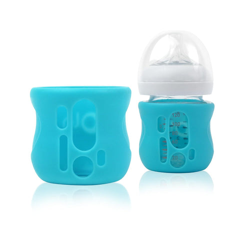 Olababy Silicone Sleeve for Avent Natural Glass Baby Bottles, 4 oz, Blue