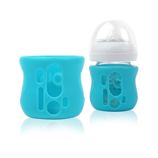 Olababy Silicone Sleeve for Avent Natural Glass Baby Bottles, 4 oz, Blue