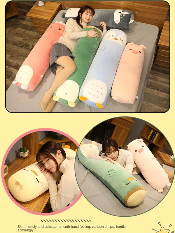 MUPI Long Plush Cute Body Pillow - 33 Inch Husky Animal Shaped Cuddle Pillow for Kids, Gift for Girlfriend