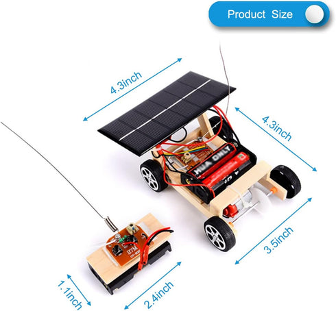 Wooden Solar Car Model Kit - Build for Youth Age School Educational Science Experience with Remote Control