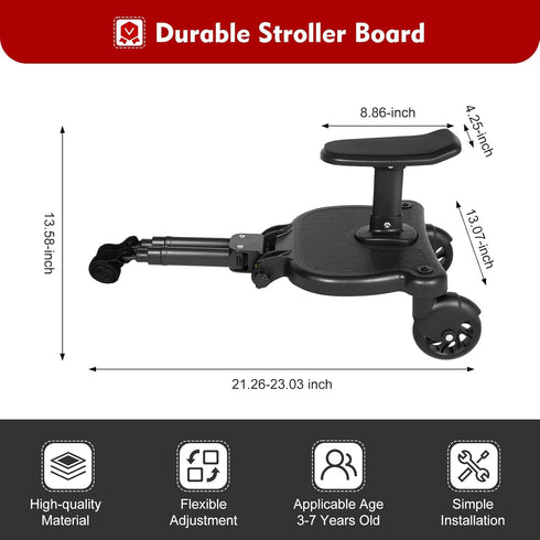 LyeXD Board,2in1 55lbs, Universal Stroller Stroller Ride Board, Buggy Board with Detachable Seat Standing Board