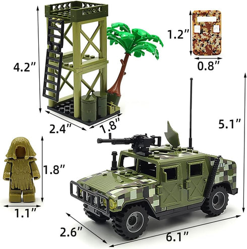 Military Toy Model Car Guard Tower - Weapon Pack Building Block Toys for Boys Age 6-12 Years (173pcs)