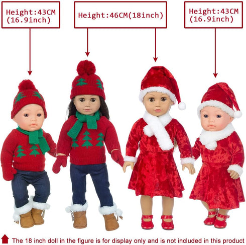 Set 17 18 Inch Set Ebuddy Doll Clothes & Accessories - Christmas Santa Costume for & Dolls, Including Xmas Tree Sweater