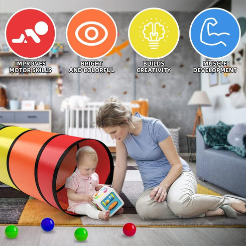 Kids Play Tunnel for Toddlers, Colorful Pop Up Baby Tunnel for Crawling, 6 Foot Collapsible Gift for Children Dog