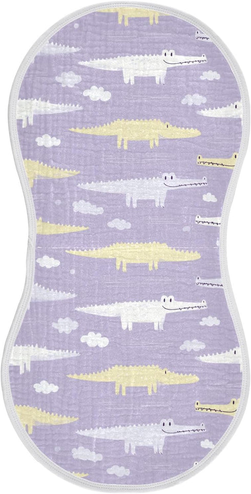 decor gift Cotton Muslin Burp Cloths Good Absorbent? Ghothic Crocodiles Pastel Purple Feed Cloth