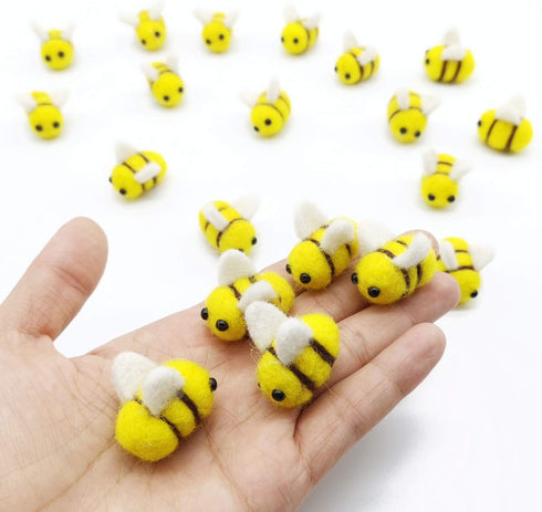 TIHOOD 20PCS Wool Felt Bee Craft Balls, Baby Shower Craft Supplies, Gender Reveal Party, DIY Craft Decoration