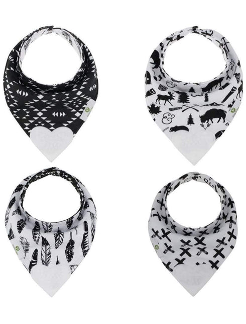 Pickle & Olive Reversible Baby Teething Bibs, Attached Heart Shaped Teether, Monochrome, Set of 2