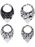 Pickle & Olive Reversible Baby Teething Bibs, Attached Heart Shaped Teether, Monochrome, Set of 2
