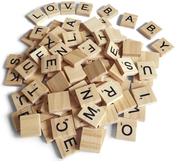 200PCS Wood Scrabble Letters for Crafts - DIY Gift Decoration, Alphabet Coasters and Crossword Game