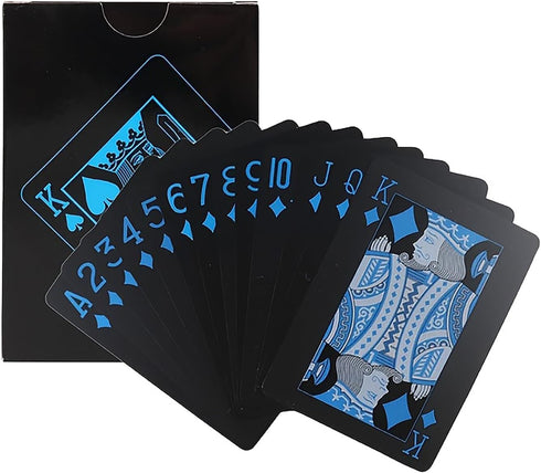SFALCI 1pc Waterproof Plastic Poker Playing Cards PET Table Games Halloween/Thanksgiving Day (Blue x Silver)