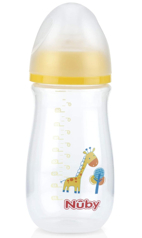 1 Pack 1 Nuby Wide Neck Bottle with Anti-Colic Air System, Colors/Prints May Vary, of Bottle