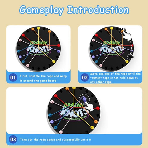 Brainy Knots Rope Untangling Game, Brain Knots Game Exercise Strategy Thinking, Puzzle Toy Strategy Board Toy Rope