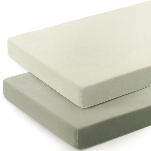 GRSSDER Mini Crib Sheets Fitted, 2 Pack Ultra Soft Stretchy Pack N Play Sheets, Universal Fit for Playard Mattress,