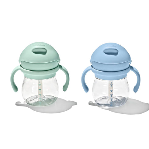6 oz. 2 Pack OXO Tot Transitions Straw Cup with Handles - Opal and Dusk