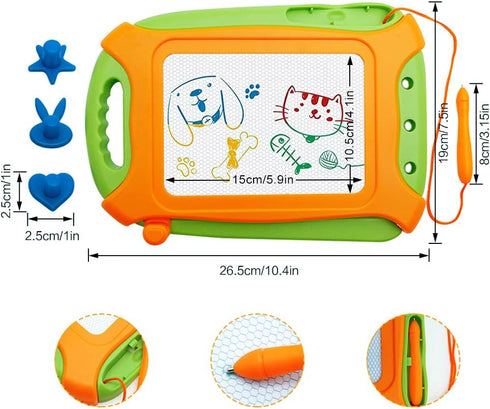 Magnetic Drawing Board for Toddlers, Travel Size Erasable Sketch Toy with Carry Bag, Magnet Pen & Three Stampers