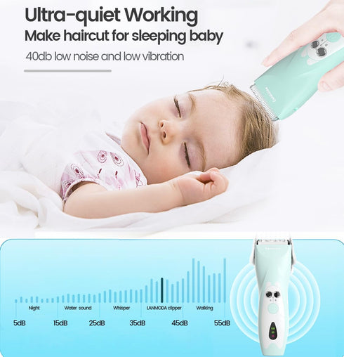 Trimmer Baby Hair Clippers, Coldless Quiet Hair Shaver for Toddler Children with Autism, Waterproof Rechargeable