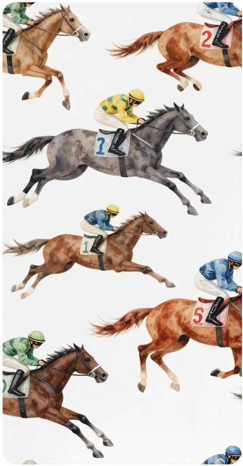 CZXW Horse Racing Jockeys Crib Sheets Fitted 52" x 28" Natural Cotton Soft
