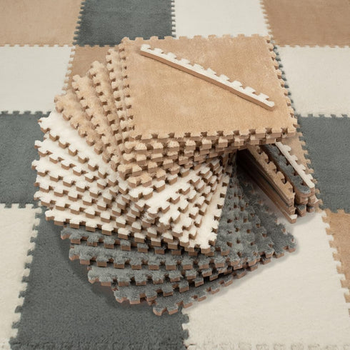 16 Piece Carpet Squares Puzzle Mat 49" x 49" Plush Interlocking Carpet