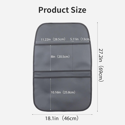 pefirst 3 2-Pack) Kick Mat Back Seat Protector Waterproof Leather Car Seat Back Organizers Cover with Storage Pockets