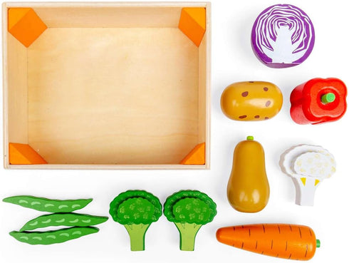 Set Bigjigs Toys Wooden Vegetable Crate - Role Play Food