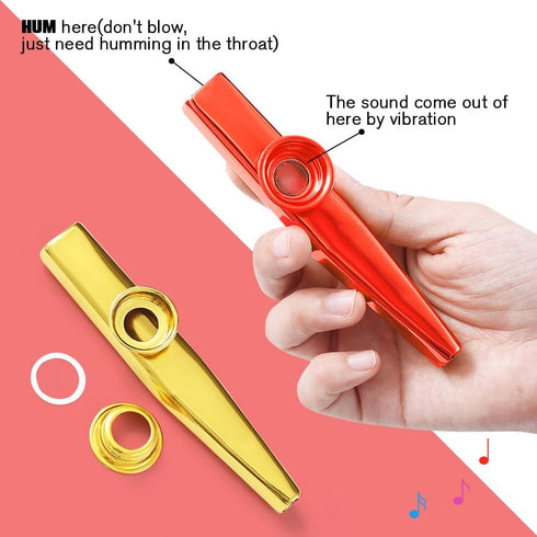 LovesTown Kazoos - 6 PCS Metal Kazoos Flute for Kids Gift Party Favor Bag Fillers