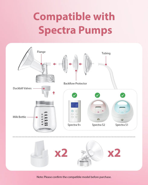 S1/S2/9 2Pcs 2Pcs 29mm Pump Parts Compatible with Spectra Plus, Duckbill Valves and Flange (Not Original Spectra