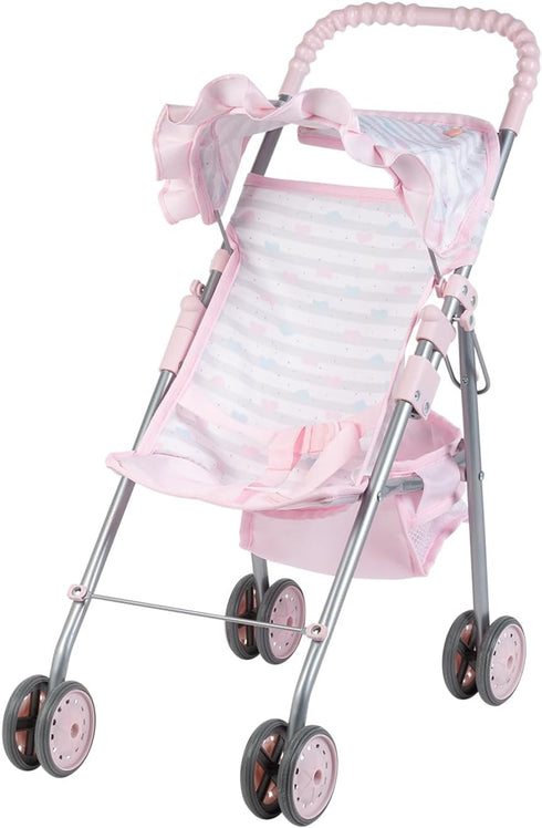 Adora Baby Doll Stroller with Umbrella Shade & Ruffle Trim, Adjustable Sun