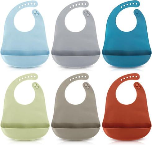 Mepase Silicone Bibs for Babies Waterproof Silicone Bibs Soft Adjustable Baby Feeding