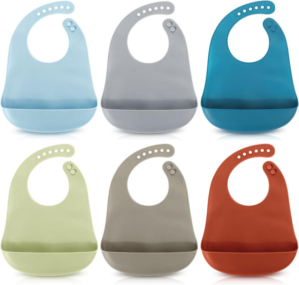 Mepase Silicone Bibs for Babies Waterproof Silicone Bibs Soft Adjustable Baby Feeding