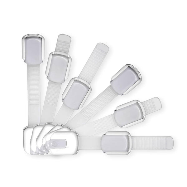 Adjustable & Reusable Child Safety Cabinet Locks & Latches, Baby Proofing, Pack of 6, Silver - Wonderkid