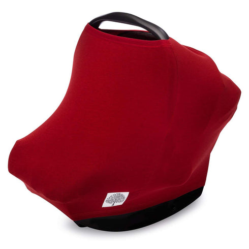 Parker Baby 4 in 1 Car Seat Cover, Stretchy Canopy, Nursing Cover, Grocery Cart Cover, Cherry