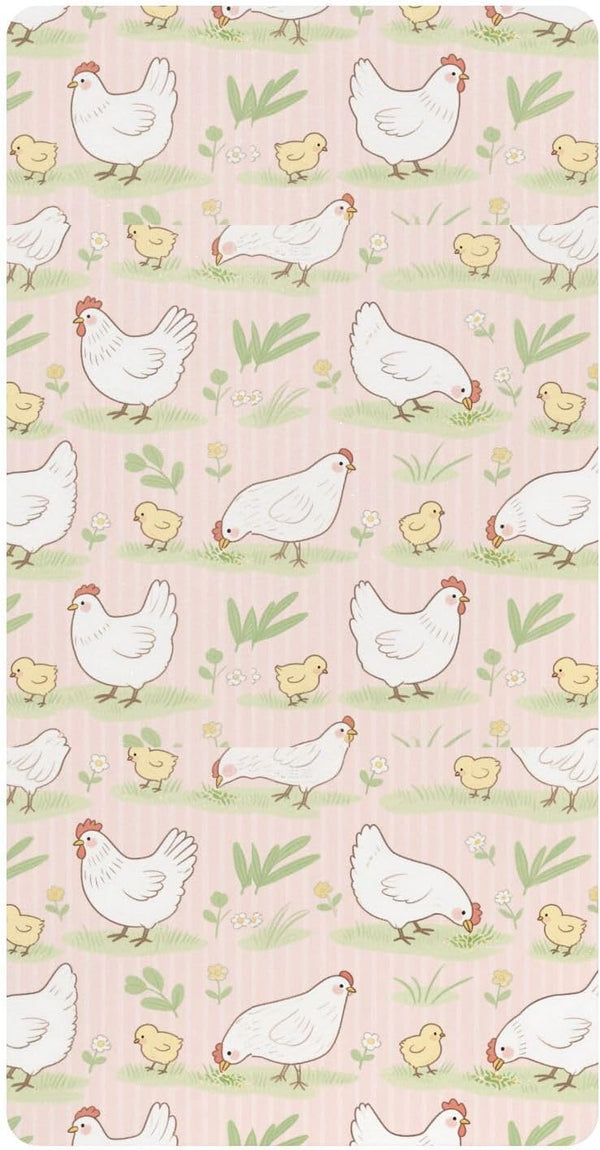 miaozhen Cotton Crib Sheets for Baby Boys Girls Soft Animal Rustic Farm Flower