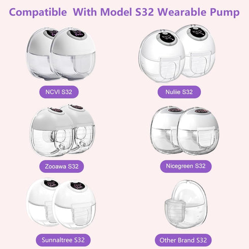 24mm S32 Set 24mm S32 Full Breast Pump with Flange for NCVI NICEGREEN Nuliie Zooawa Sunnaltree Wearable Breast Pump