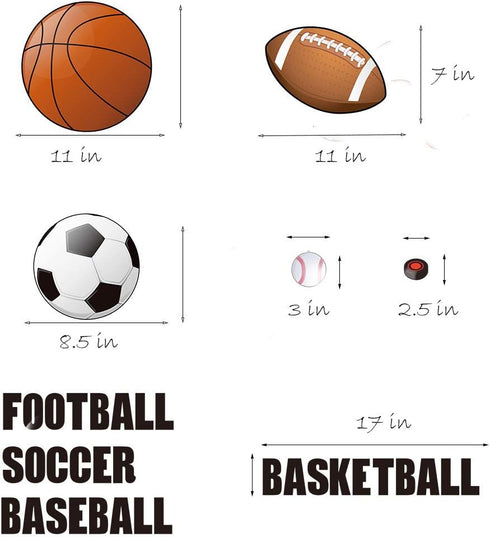 Runtoo Sports Wall Decals, Kids Wall Stickers for Soccer, Baseball, Football, Hockey, Basketball, Boys Room Décor