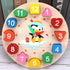 Clock Toy Wooden Teaching Clock, Penguin Pattern Educational Toys for Toddlers Teaching Time Number Puzzle Stacking.