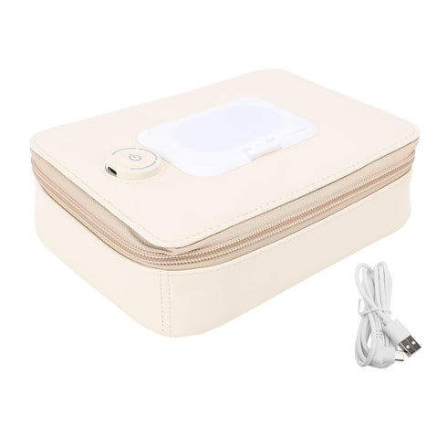 Gsycle Constant Temperature Baby Wipe Warmer, PU Leather Travel Wipes Case Dispenser, Portable