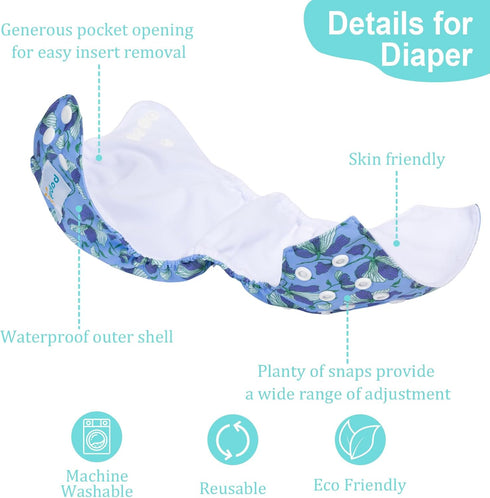 Pack 13 5-12lbs 6 Pack 6pcs babygoal Newborn Cloth Diapers of for Preemie Girl, Cloth Diaper Covers with Inserts