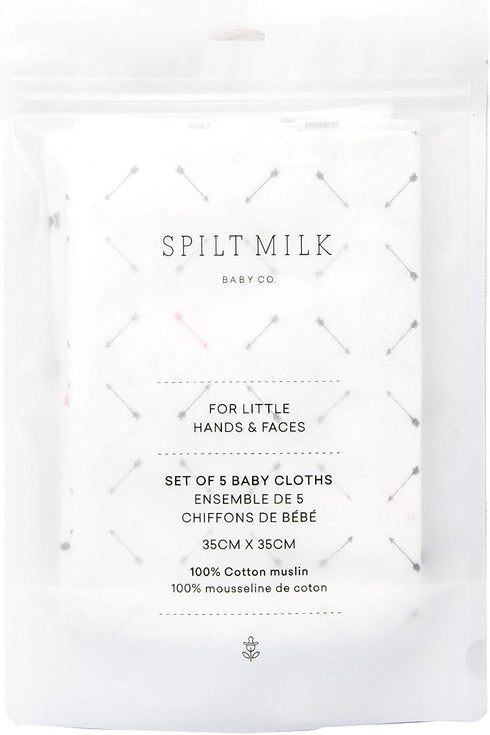 100% 5 Pack 35 35 cm Spilt Milk Cotton Muslin Baby Cloths Washcloth Bib Extra Soft and Absorbent for Boys and Girls, x