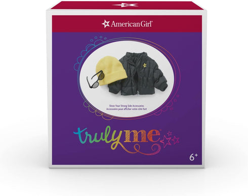 American Girl Truly Me 18-inch Doll Accessories Black Puffer Jacket, Yellow Knit Beanie, Sunglasses for Ages 6+