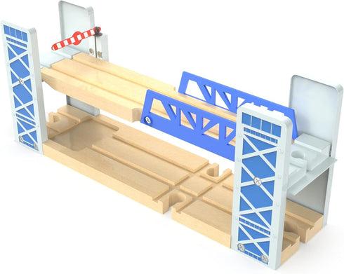 Set 2-Level Z MAYABBO Wooden Train Accessories Wood Railway Bridge for Railroad Tracks, Overpass Compatible for All