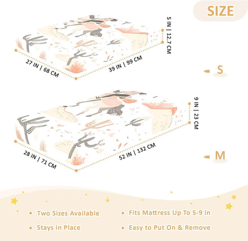 YETTASBIN Pack 28 52 Cartoon Cowgirl Natural Cotton Fitted Crib Sheet, Extra Soft Play Sheets Breathable Nursery