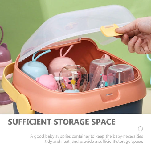 Toyvian Bottle Drying Rack with Cover Large Pink Blue Multifunctional Draining Storage Case for Breastfeeding Supplies