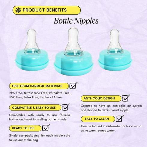 20-Pack (20 Count, Pack 1, Blue Baby Bottle Nipples Universal Fit, BPA-Free, Anti-Colic Design, Infants, and Toddlers