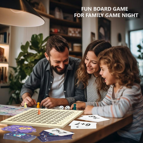 2 in 1 Math Board Game for Kids - Wooden Multiplication Addition Toys for Girls Boys 4-9 Years Old