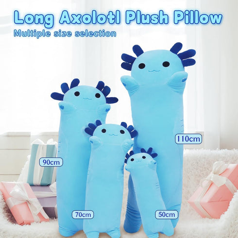 Long Soft Axolotl Stuffed Animals, Cute 50cm Plush Pillow Gifts for Kids Girlfriend (Blue)