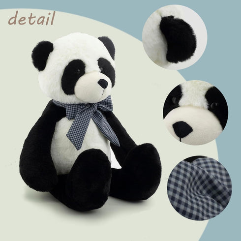 12" Black Panda Bear Stuffed Animal, Soft Plush Toy for Boys and Girls, Cuddly Gift for Newborns and Kids
