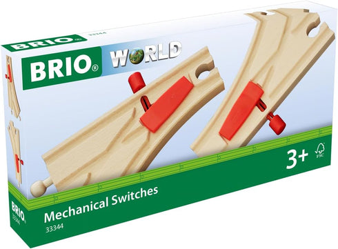 33344 2-Piece Set 3 BRIO World - Mechanical Switches | Interactive Wooden Train Tracks | Enhances Motor Skills |